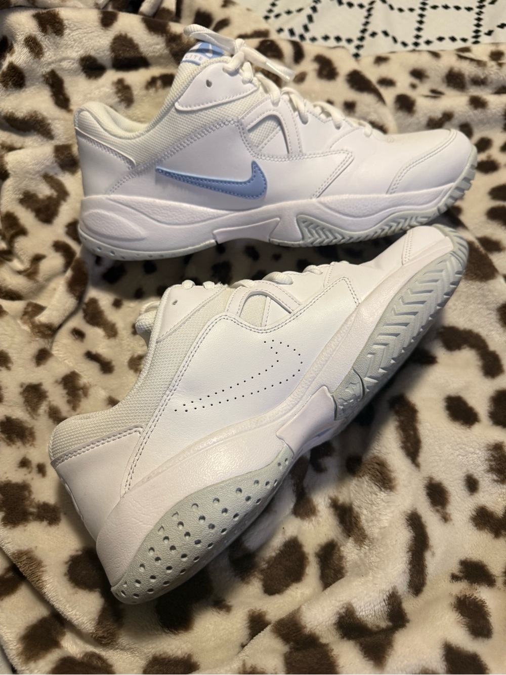 Nike Court Lite 2 White Low-Top Sneakers with Light Blue Swoosh